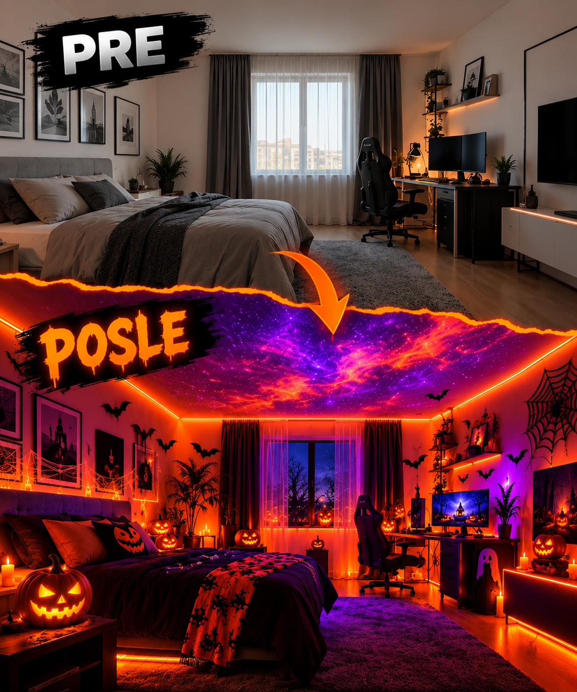 PRE I POSLE — Halloween LED rasveta