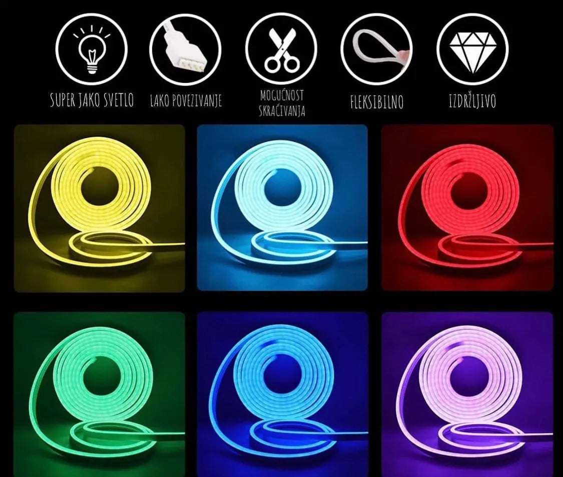 LED FLEKSIBILNE TRAKE - 12 RGB Boja - Super Jako Svetlo – LedSrbija